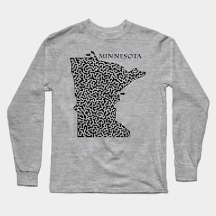 Minnesota State Outline Maze & Labyrinth Long Sleeve T-Shirt